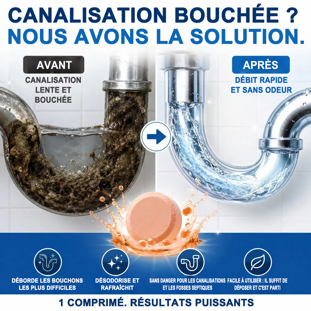 ⚡ Grande promotion limitée dans le temps ! Pastilles moussantes pour canalisations — À l’oxygène actif | Nettoient en profondeur et éliminent les mauvaises odeurs | Sans javel, sans produits agressifs