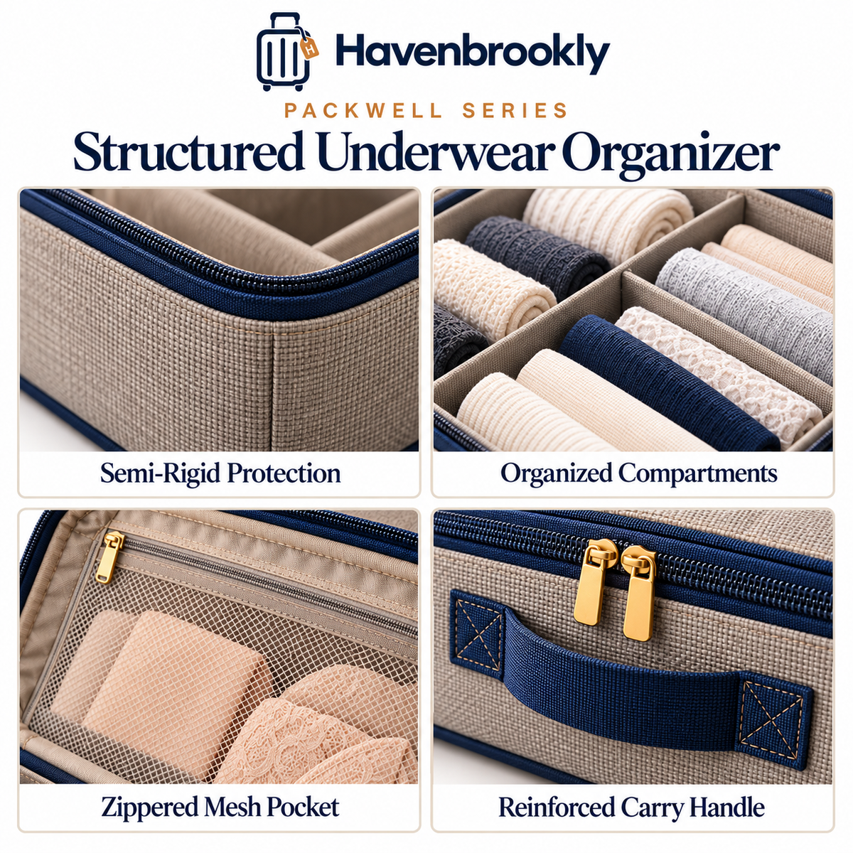 Packwell Structured Underwear Organizer