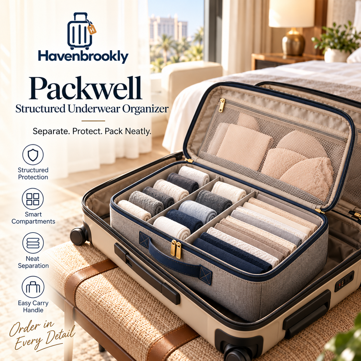 Packwell Structured Underwear Organizer